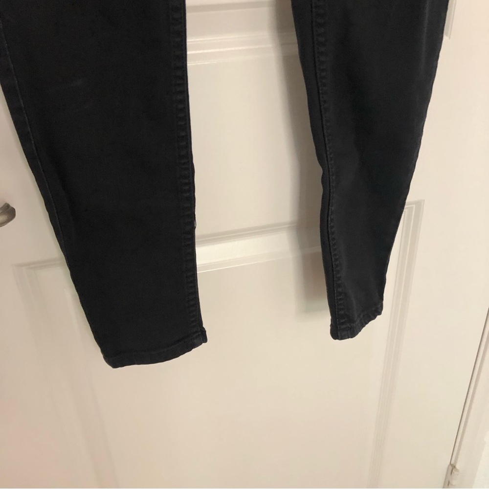 Free People-High Rise Busted Knees Skinny Jeans-26 distressed black stretch - Picture 7 of 13
